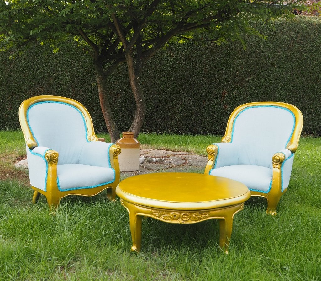2 fauteuils + table style barok, Overige kleuren, Ophalen, Zo goed als nieuw, Overige typen
