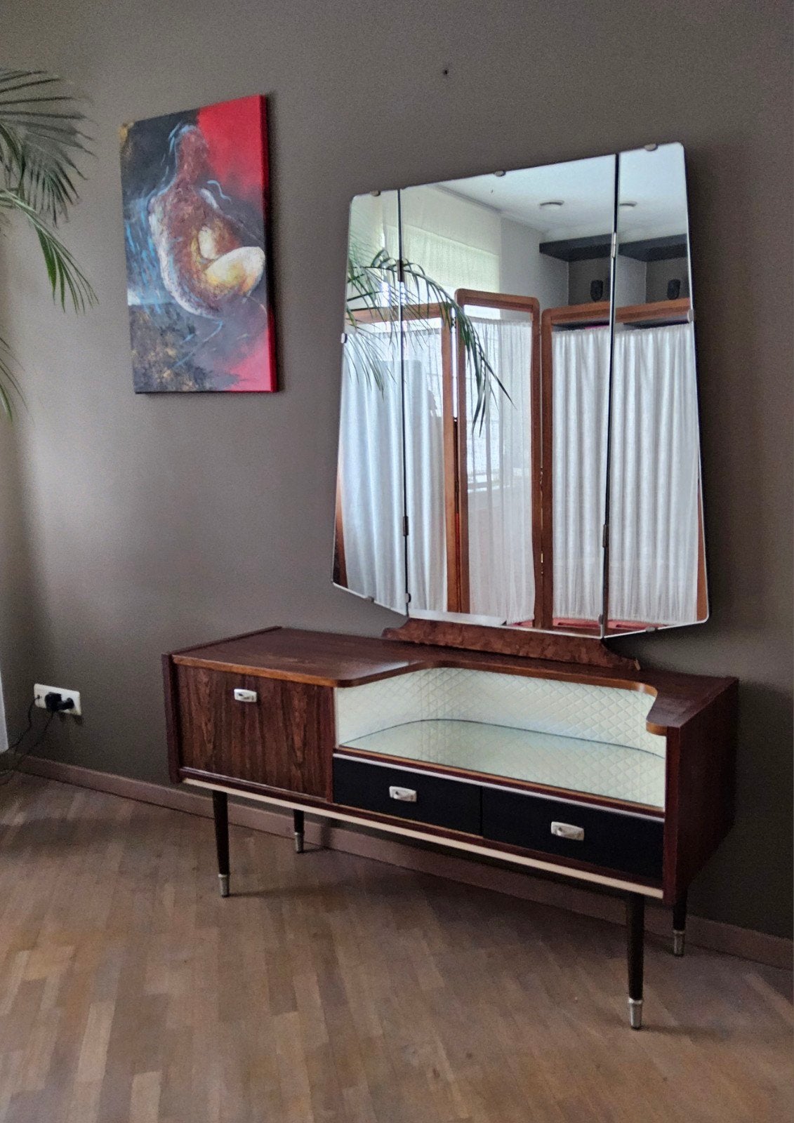 vintage kaptafel met drieluikspiegel, Huis en Inrichting, Ophalen