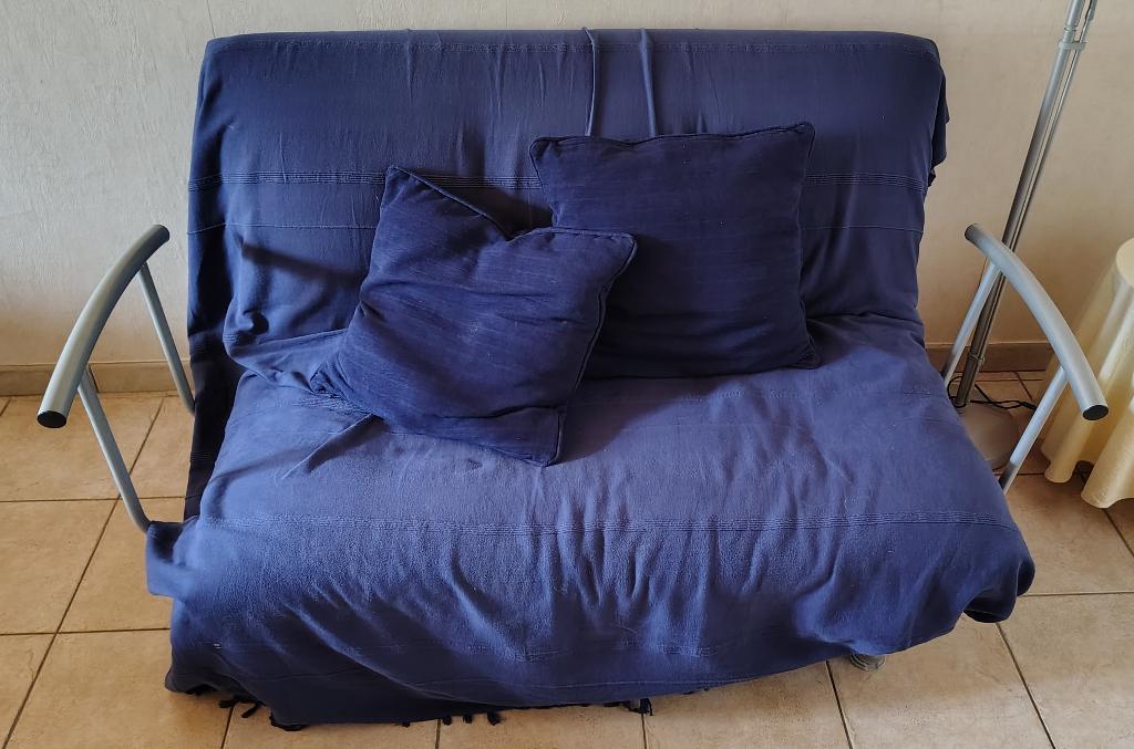 Zetelbed, Huis en Inrichting, Slaapkamer | Slaapbanken, Ophalen, Zo goed als nieuw, Twijfelaar, Grijs