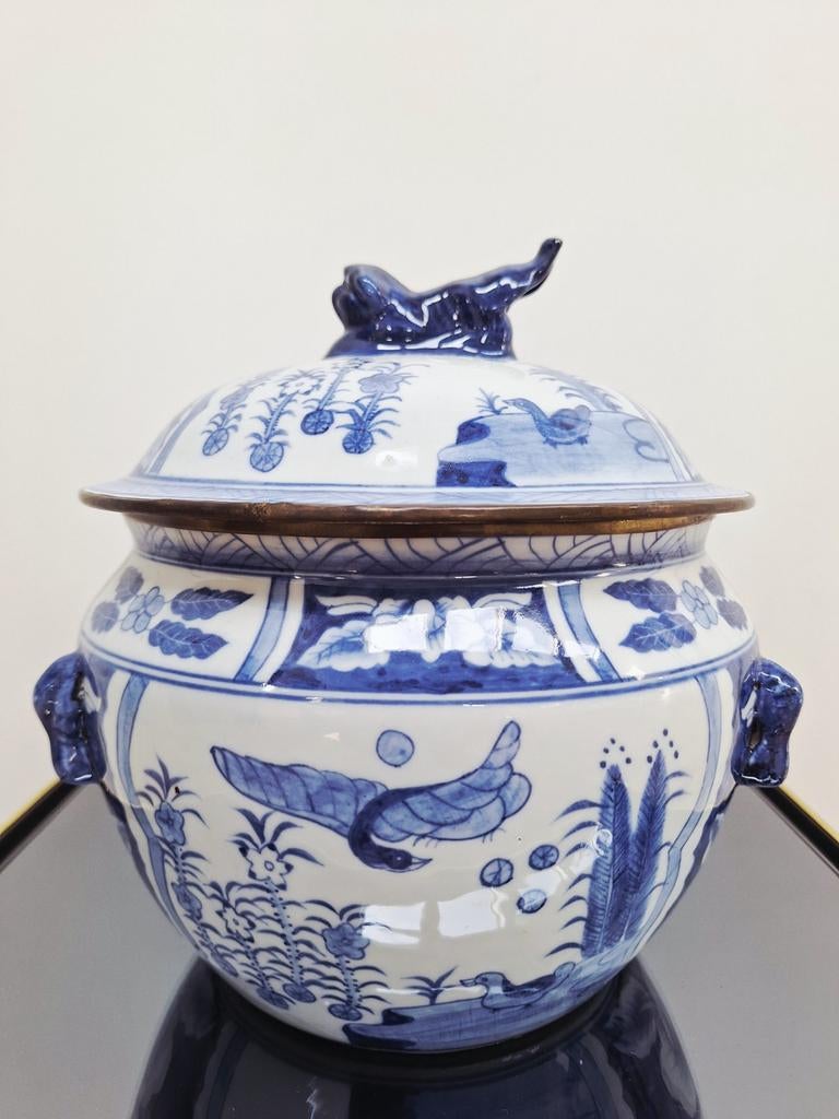 Pot chinois avec couvercle - signé, Enlèvement