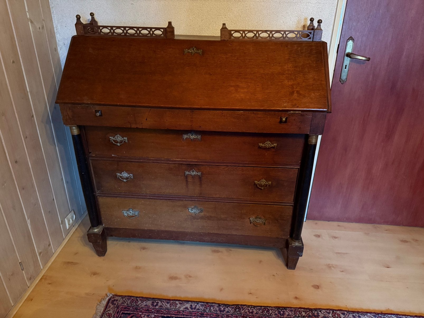 Antieke secretaire/klepbureau  eind 19e, Antiek en Kunst, Antiek | Meubels | Kasten, Ophalen
