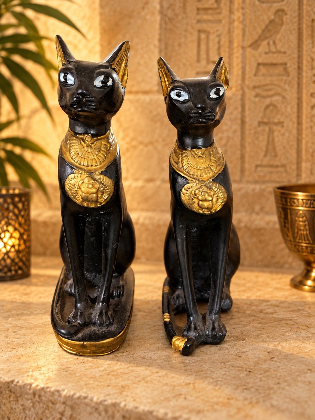 Duo de chats égyptiens noirs et dorés, Enlèvement, Comme neuf