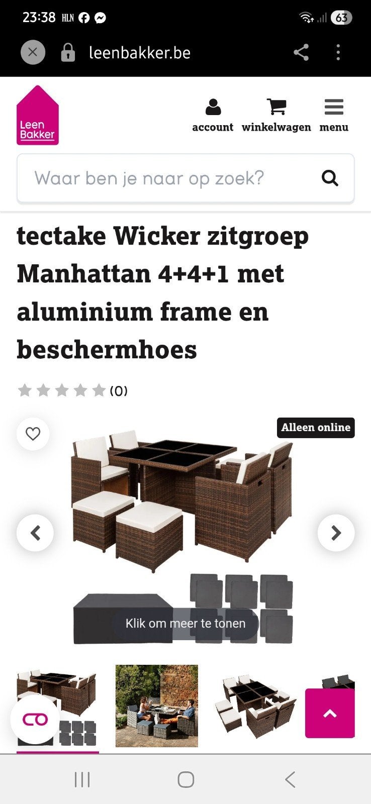 Zitgroep Tectake wicker manhatten, Ophalen