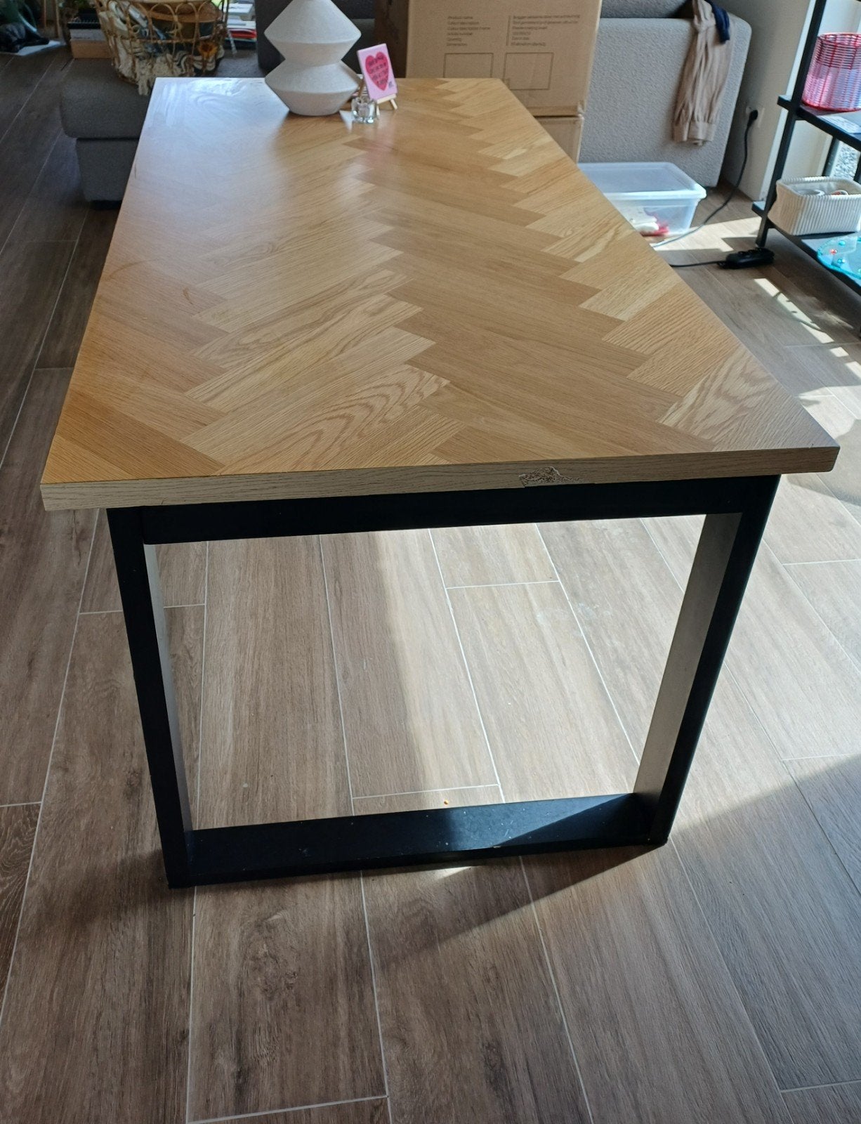 Robuuste industriële eettafel 180x90, Ophalen, 50 tot 100 cm, Zo goed als nieuw, Vijf personen of meer