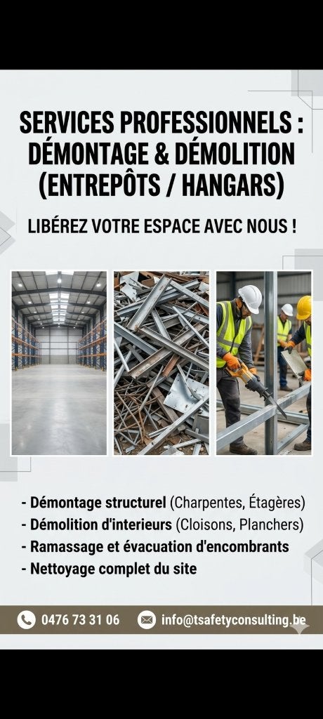 démontage, Offres d'emploi, Emplois | Bâtiment, Autres horaires, À partir de 5 ans, Freelance ou Intérim, Convient comme travail d'appoint