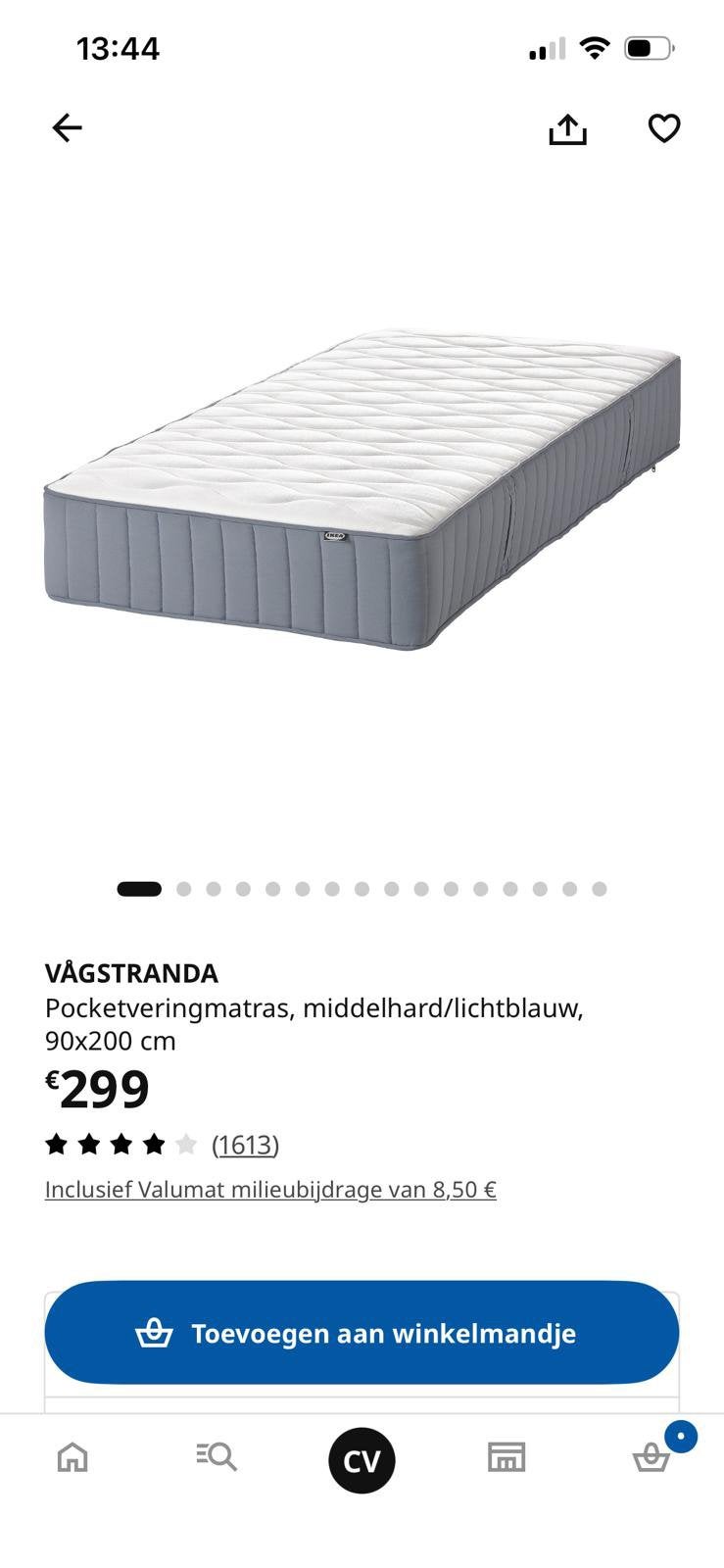 Pocketveringmatras, middelhard, 90x200 cm, Huis en Inrichting, Ophalen, Zo goed als nieuw, Matras