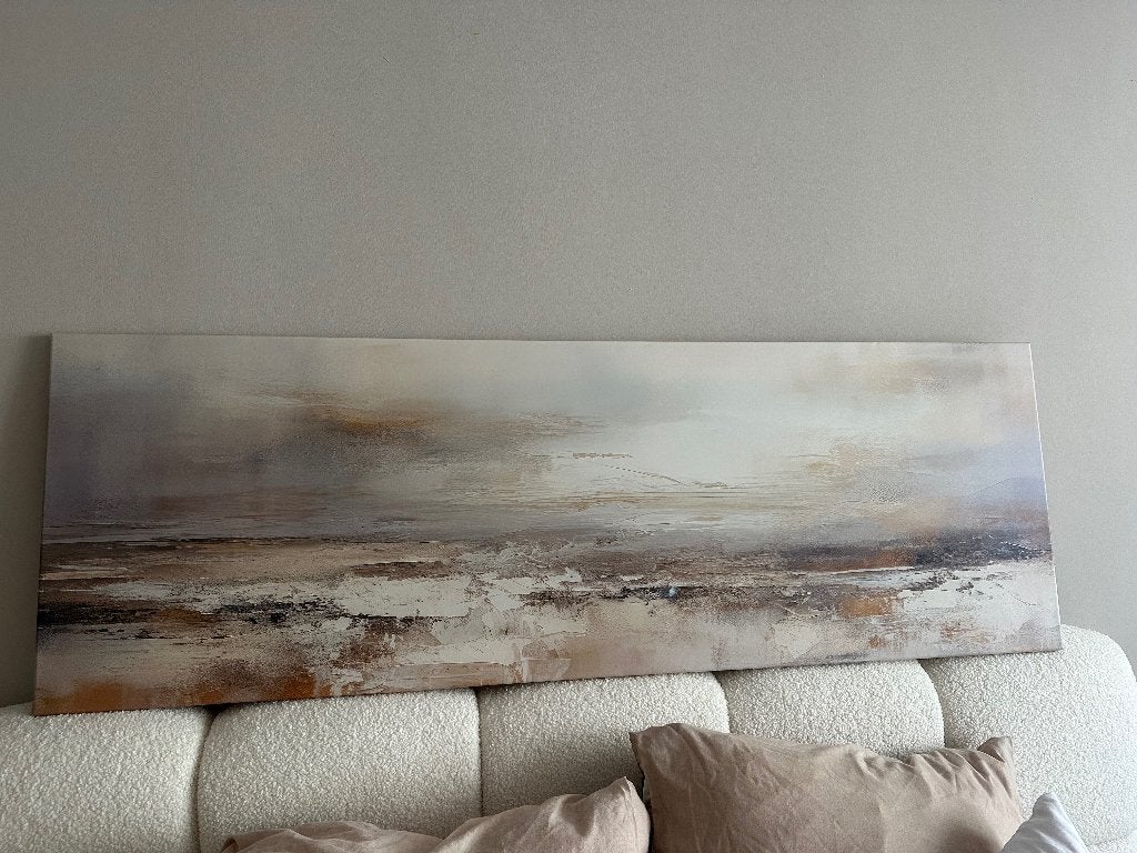 Grande peinture abstraite beige/marron — NOUVELLE. 150x50cm, Enlèvement