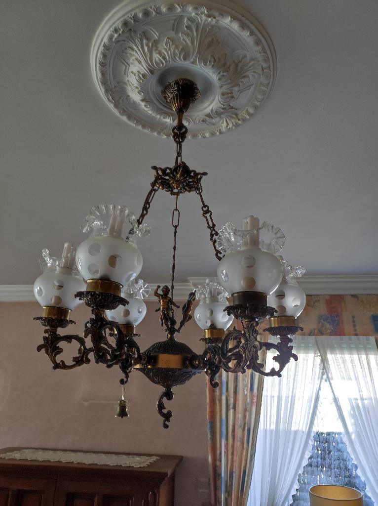 Lustre avec appliques murales, Enlèvement, Comme neuf, Verre, Art Nouveau