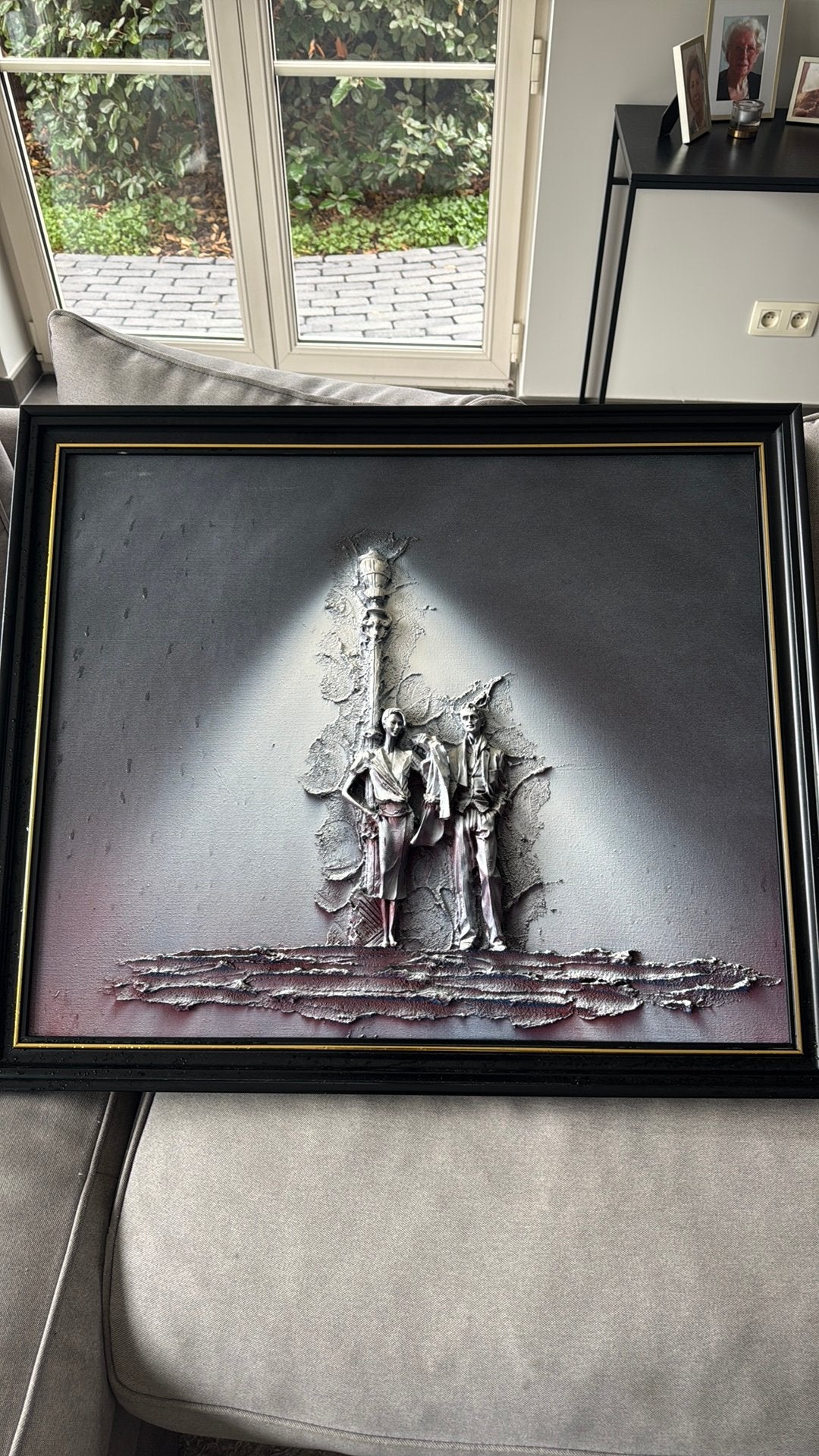 Groot decoratief 3D reliëfschilderij met kader, Ophalen of Verzenden, Zo goed als nieuw, Schilderij