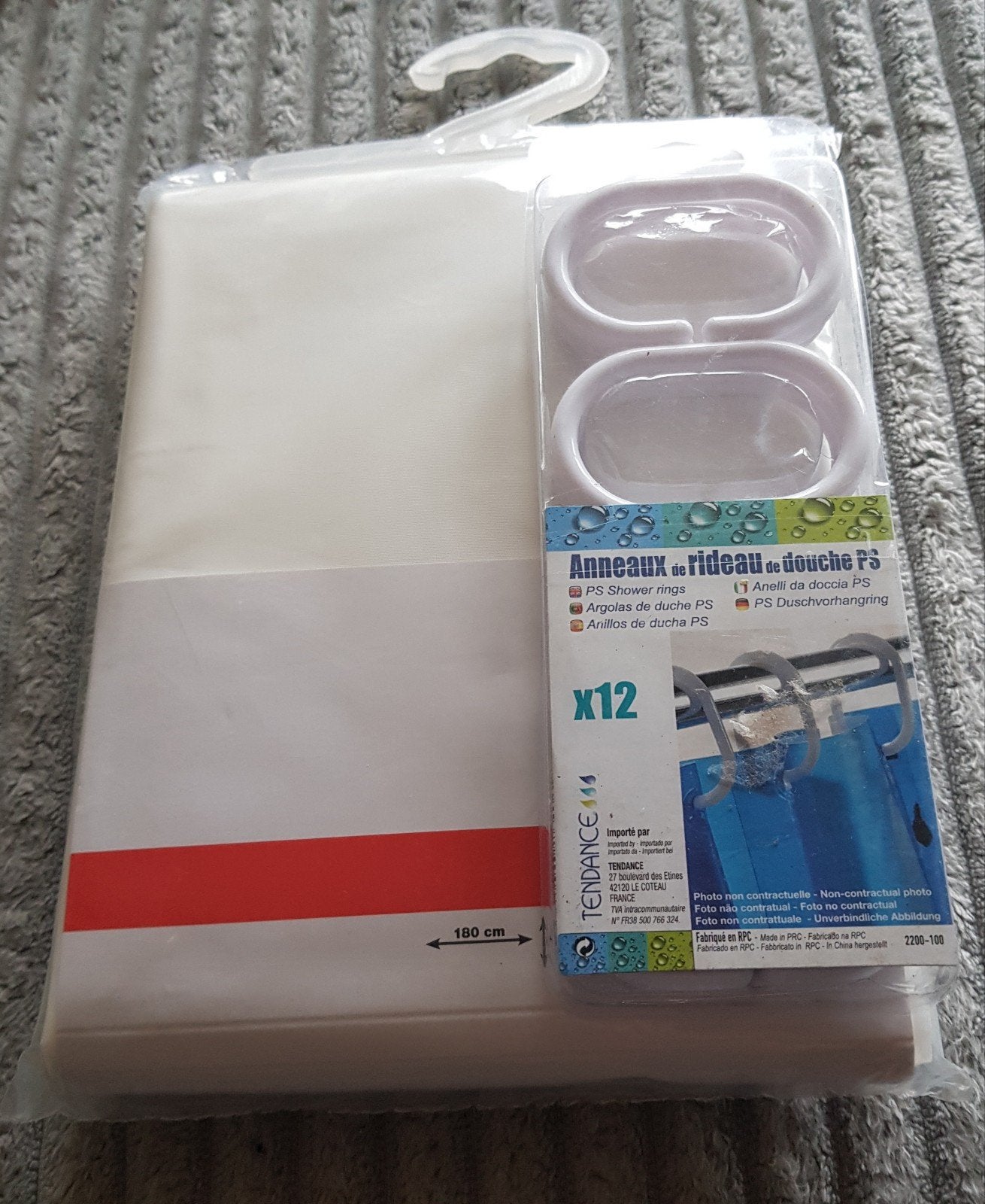 Rideau de douche blanc imperméable + 12 crochets, Maison & Meubles, Enlèvement, Blanc