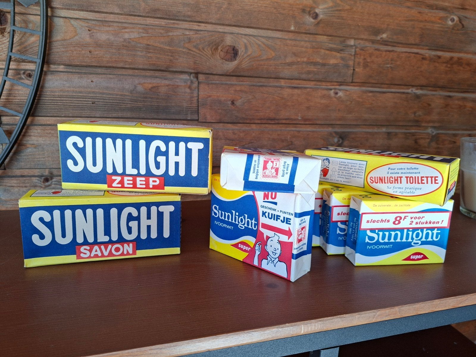 8x Unieke set Vintage Sunlight zeep ( Kuifje/ Tin-Tin ), Enlèvement ou Envoi, Emballage