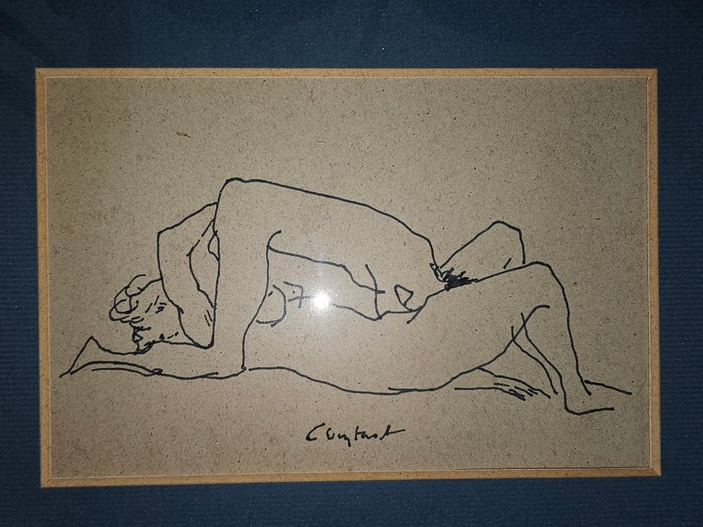 Dessin érotique du groupe Constant Nieuwenhuijs Cobra, Antiquités & Art, Enlèvement, Signé, Dessin, Papier