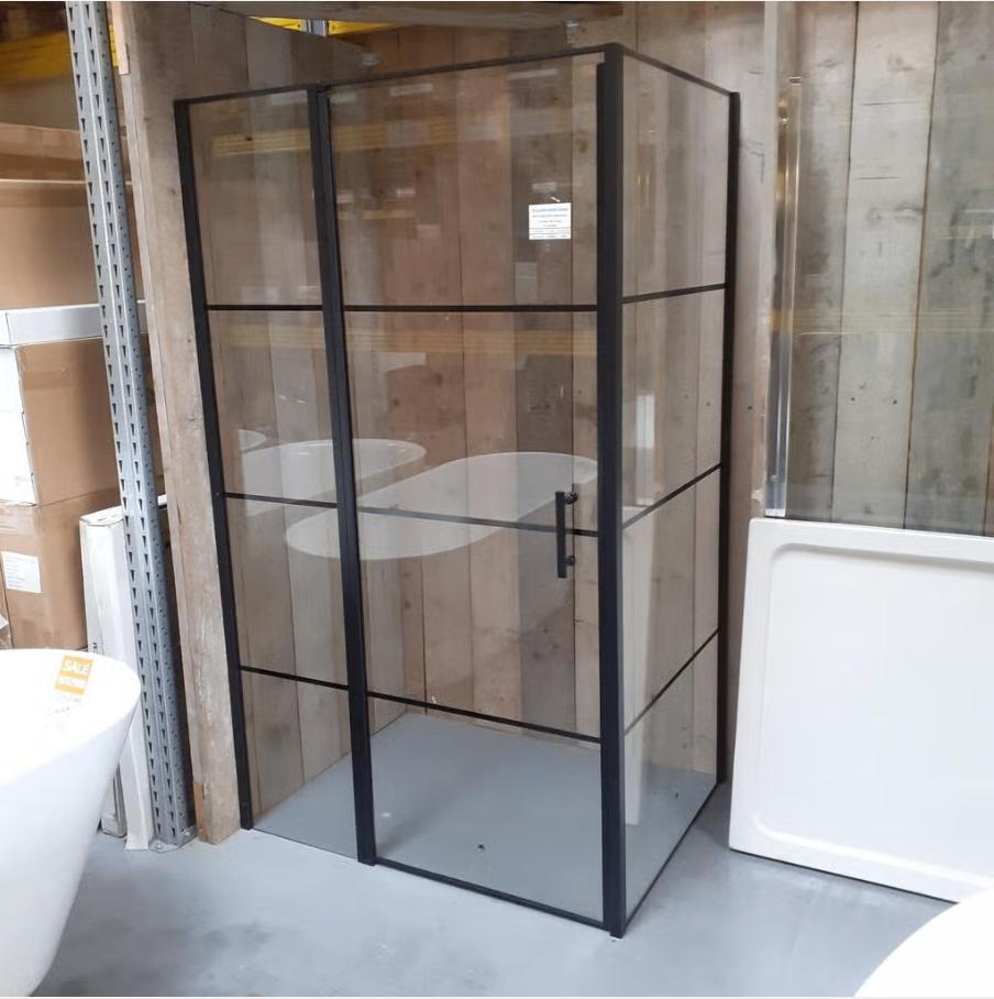 Zeer ruime douchecabine, WEG=WEG, Mat zwart 120x90 cm, Rana, Ophalen of Verzenden, Nieuw, Zwart, Glas