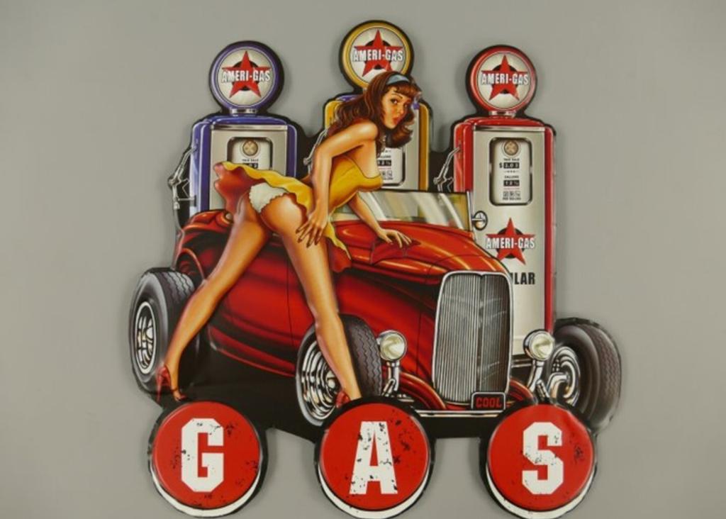 Zeer fraai Pin Up Girl Bord. GAS, Ophalen of Verzenden
