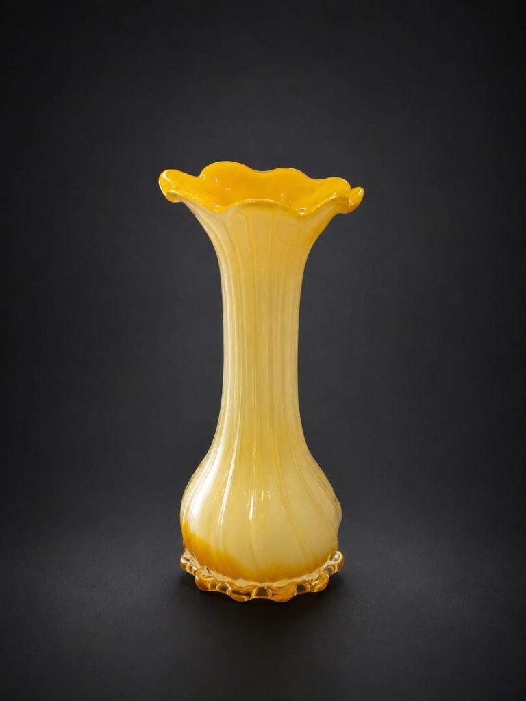 Handgeblazen oranjegele vaas van Murano-glas., Antiek en Kunst, Antiek | Vazen, Ophalen