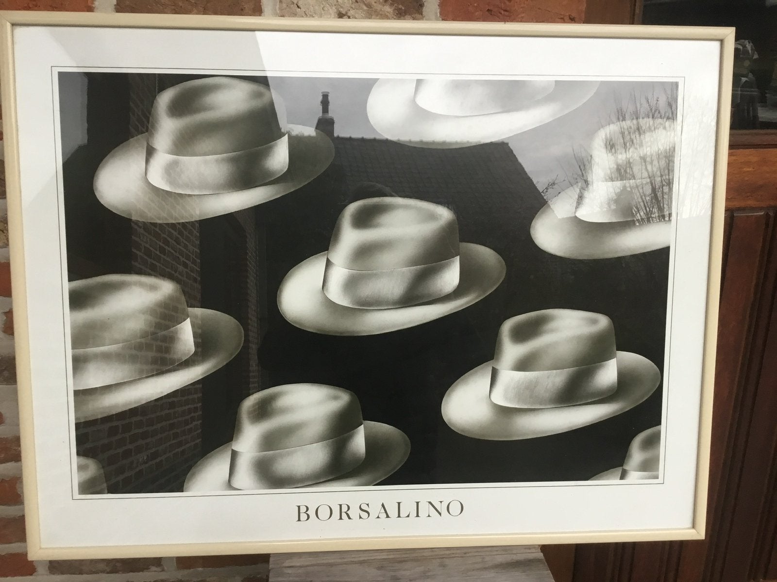 Kader met Borsalino print- afmeting met kader: 82cmx62, Ophalen, Zo goed als nieuw, Print