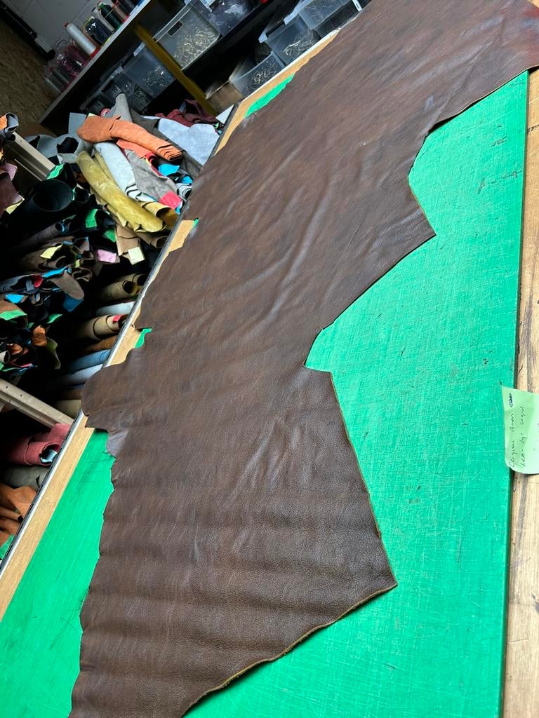 Cognac camo leer lap 1,5 mm dikte soepel en glad A-192, Ophalen of Verzenden