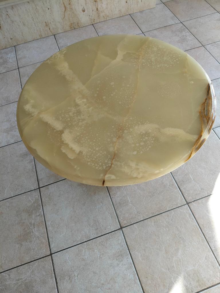Table basse ronde avec plateau en marbre, Maison & Meubles, Moins de 50 cm, Rond, Comme neuf, Enlèvement