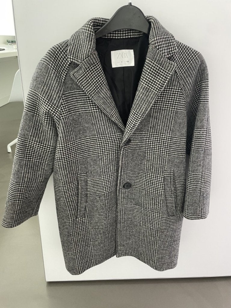 Robe en laine, veste d'hiver pied de poule, taille 128, Enfants & Bébés, Garçon, Enlèvement ou Envoi, Comme neuf, Zara