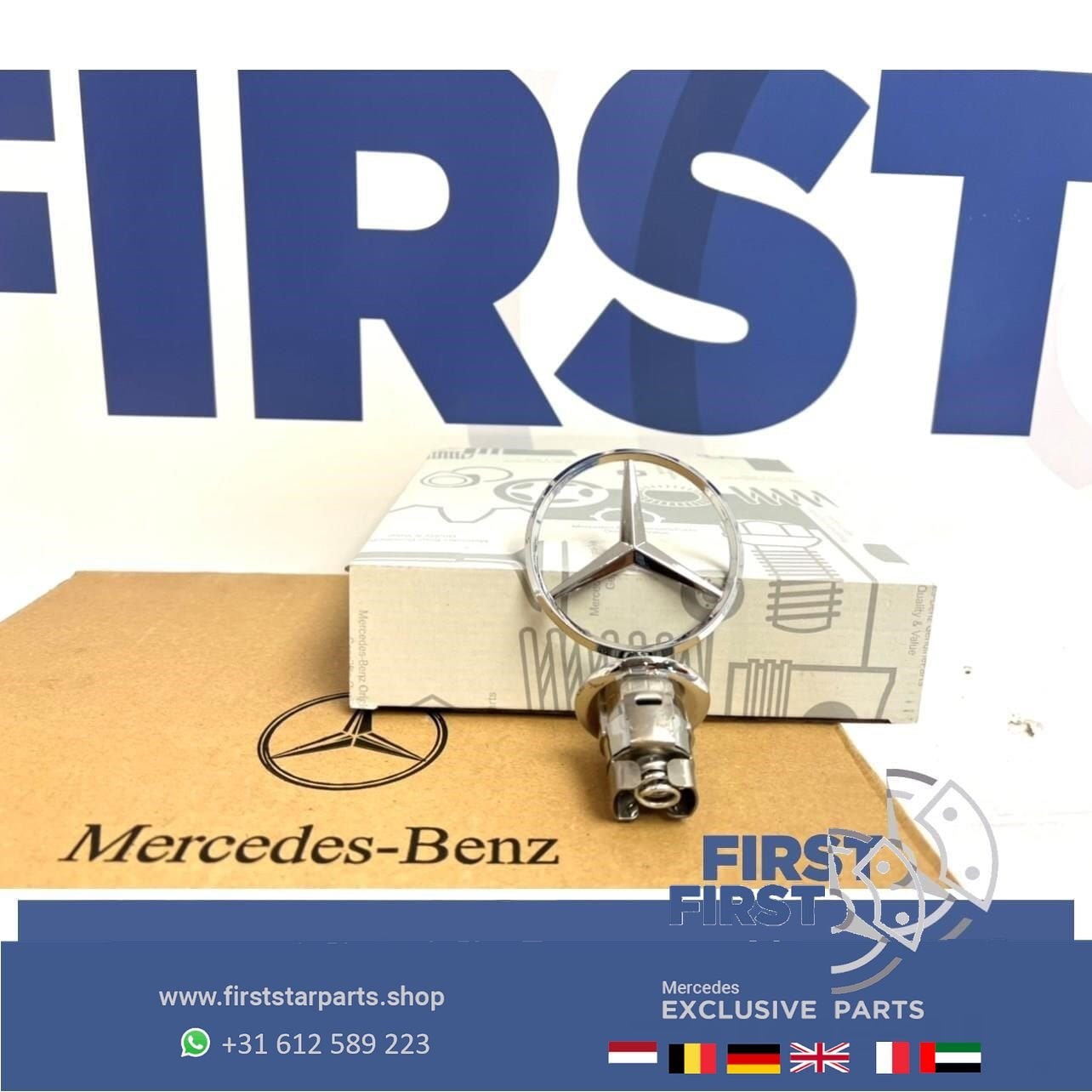 Mercedes STAANDE STER CHROOM motorkap logo embleem METAAL AM, Gebruikt, -, Ophalen of Verzenden, -
