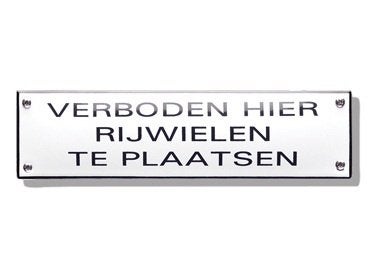 Geen rijwielen fietsen plaatsen bord 35 cm - emaille bord, Overige typen, Ophalen, Nieuw, Emaille