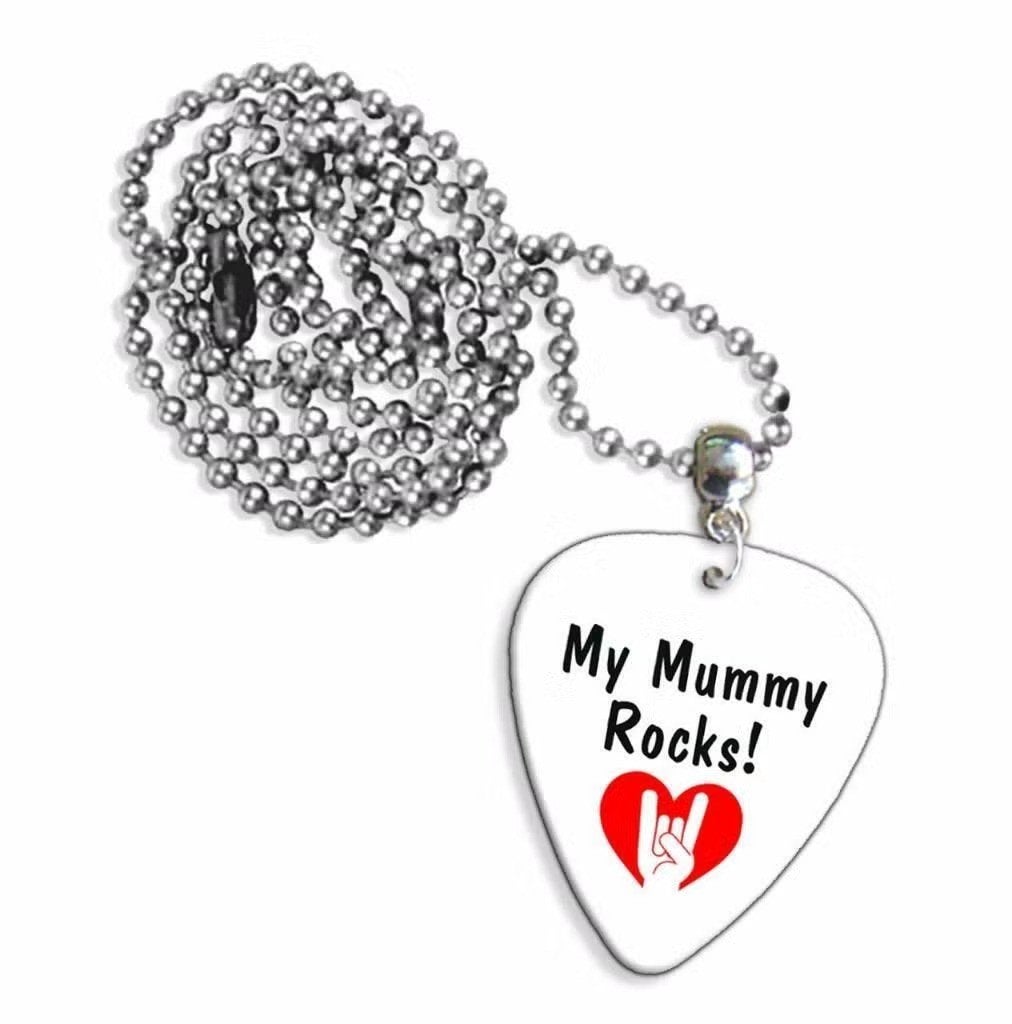 My Mummy Rocks plectrum ketting, sleutelhanger of oorbellen, Ophalen of Verzenden, Nieuw
