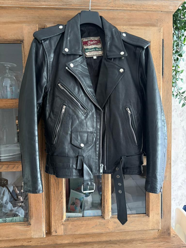 Echte leren biker jas. Maat L. Van het merk Chyston., Ophalen