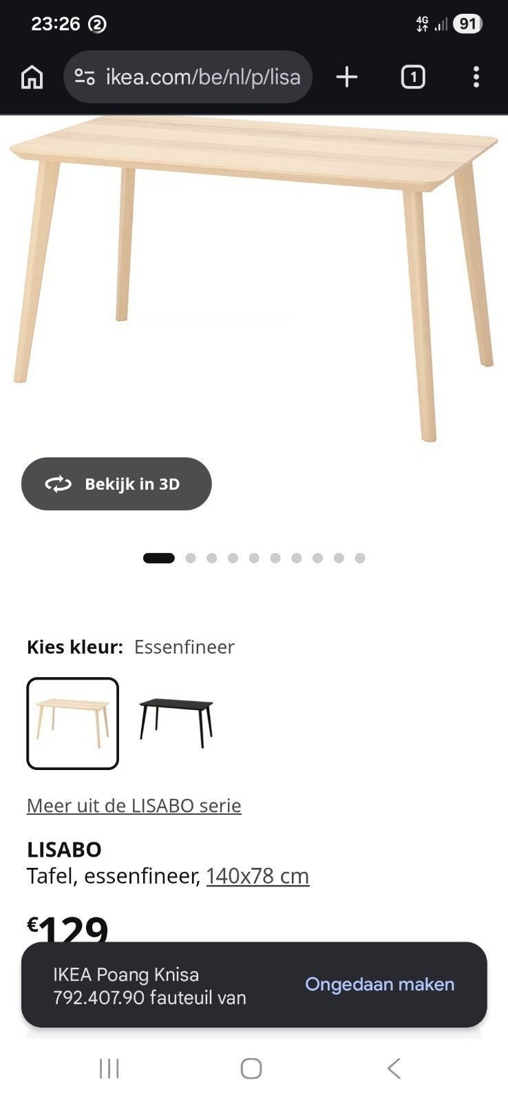 Lisabo tafel splinternieuw met factuur, Huis en Inrichting, Tafelonderdelen, Ophalen