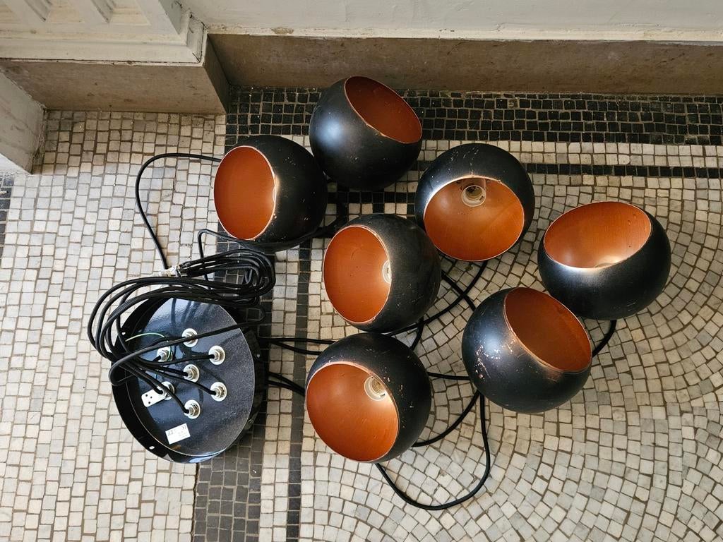 Design 7-koppige hanglamp - zwart/brons, Enlèvement