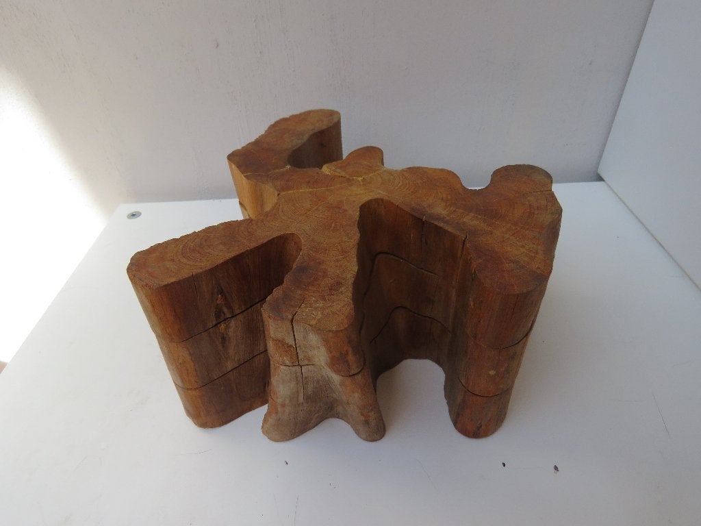 Vintage Tropisch houten onderzetters boomschijven set van 3, Ophalen of Verzenden