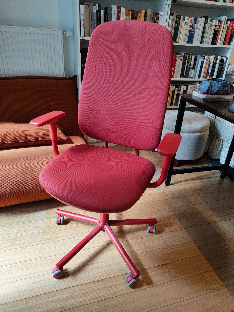 rode comfortabele bureaustoel, Huis en Inrichting, Ophalen, Zo goed als nieuw, Bureaustoel, Rood