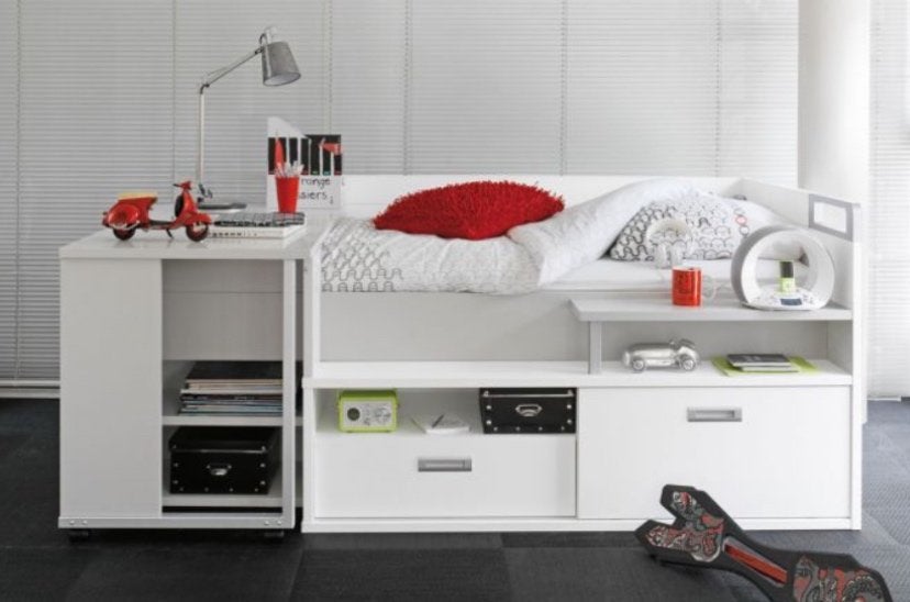 Lit avec bureau gigogne + rangement, Maison & Meubles, Enlèvement, Comme neuf, 200 cm, 90 cm
