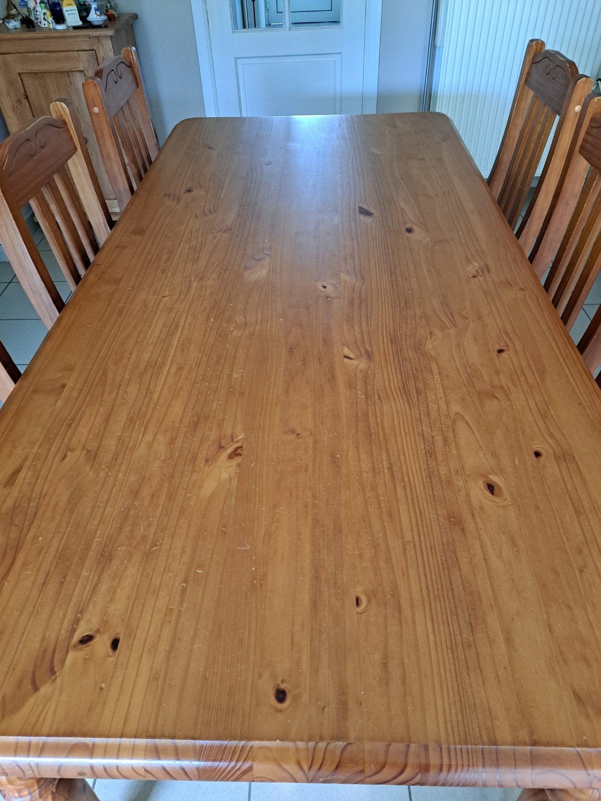 eettafel met 6 stoelen (grenenhout), Huis en Inrichting, Ophalen, Grenenhout