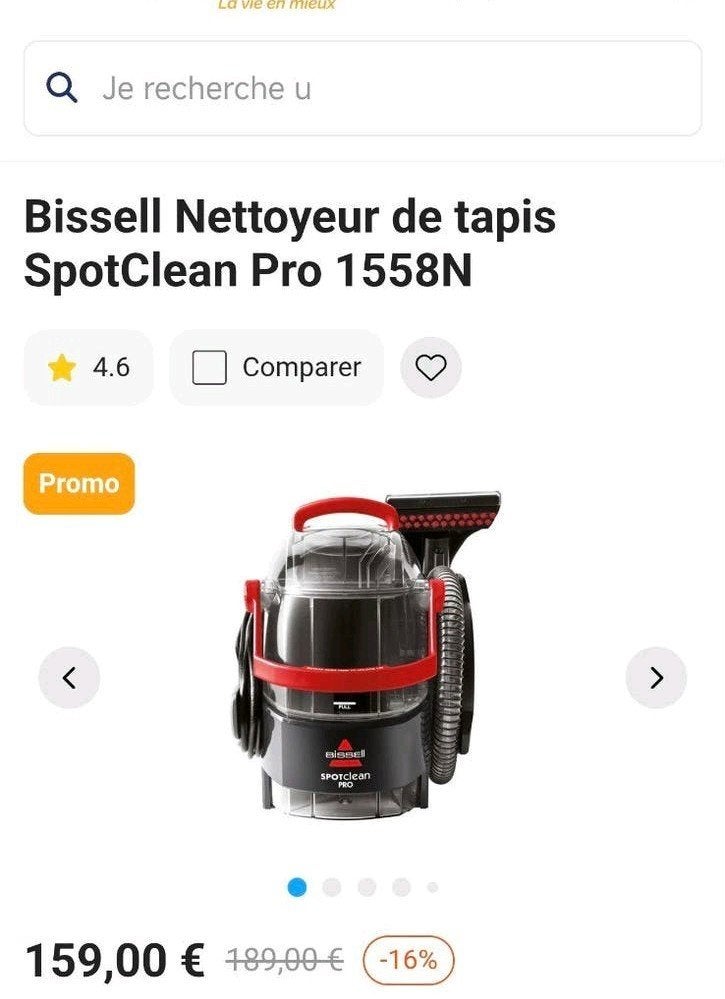Bissell Nettoyeur de tapis SpotClean Pro 1558N, Enlèvement ou Envoi, Neuf, Réservoir, Nettoyeur combiné