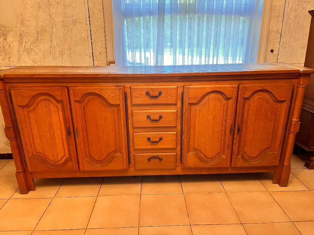 Massief eiken dressoir/buffetkast in landelijke stijl, Antiek en Kunst, Ophalen
