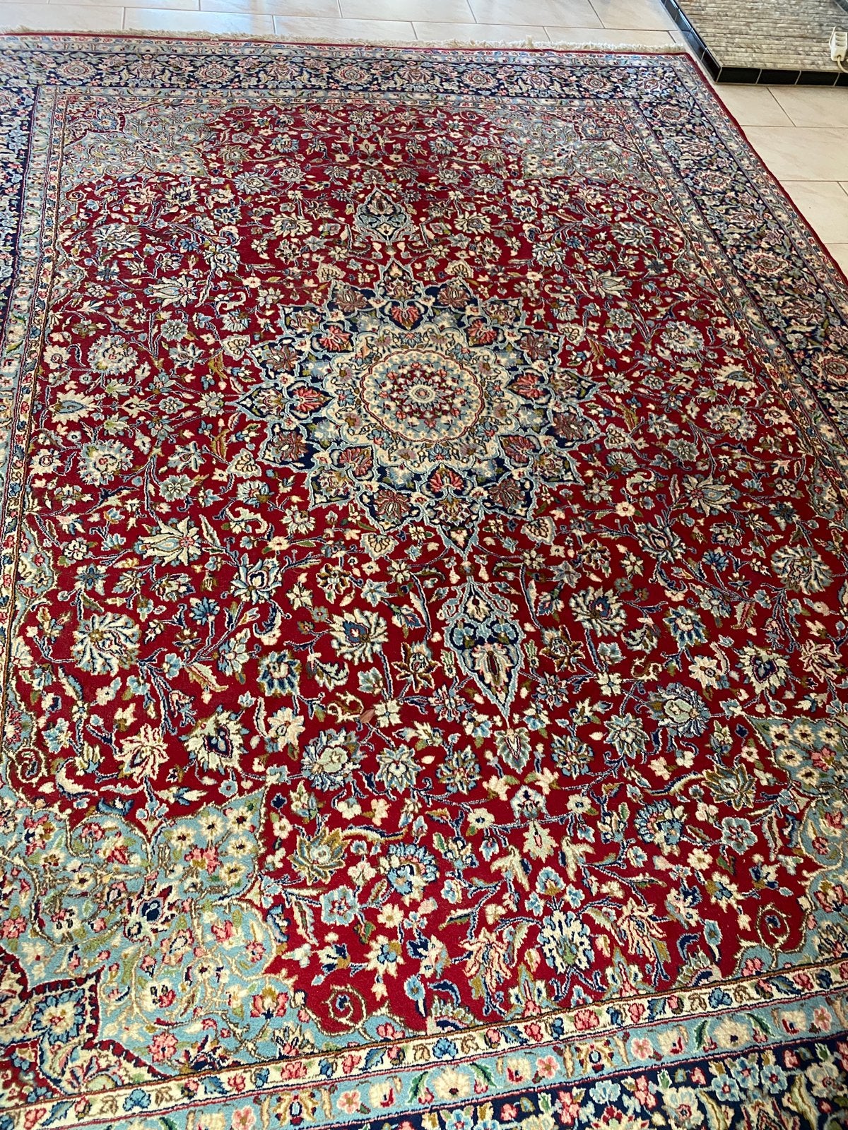 Tapis noué à la main Kerman, Maison & Meubles, Enlèvement, Comme neuf