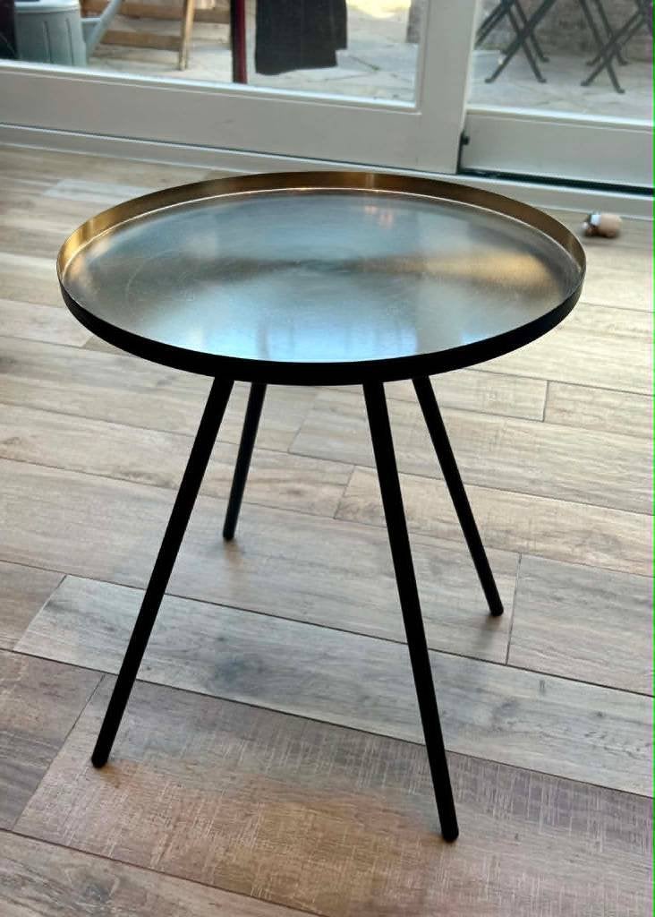 Bijzettafel - Goud / Zwart - Art Deco, Minder dan 55 cm, Metaal of Aluminium, Rond, Zo goed als nieuw
