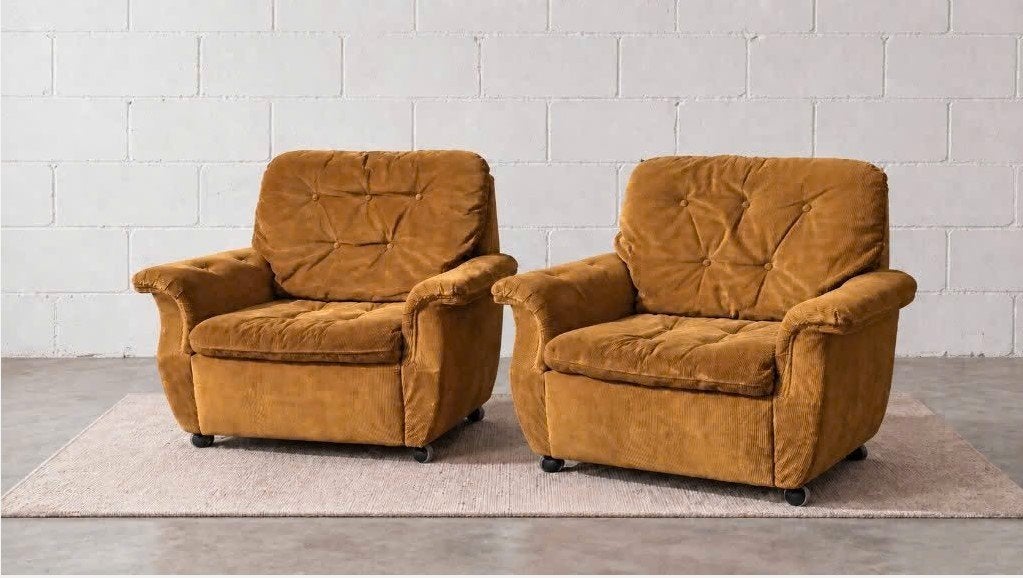 Paire de fauteuils vintage loft velours, Enlèvement ou Envoi