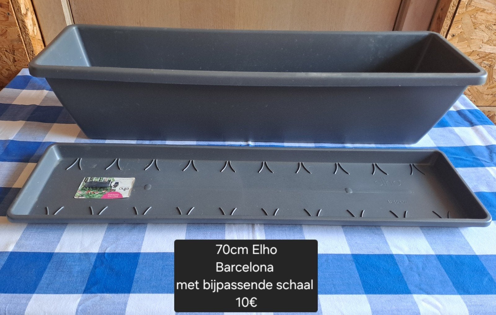 Elho bloembak 70cm met schaal Nieuw, Tuin en Terras, Bloembakken en Plantenbakken, Ophalen