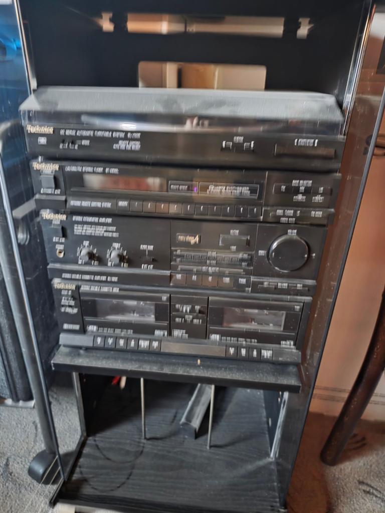 Chaîne hi-fi Vintage Technics avec meuble d'origine, Enlèvement, Deck cassettes ou Lecteur-enregistreur de cassettes