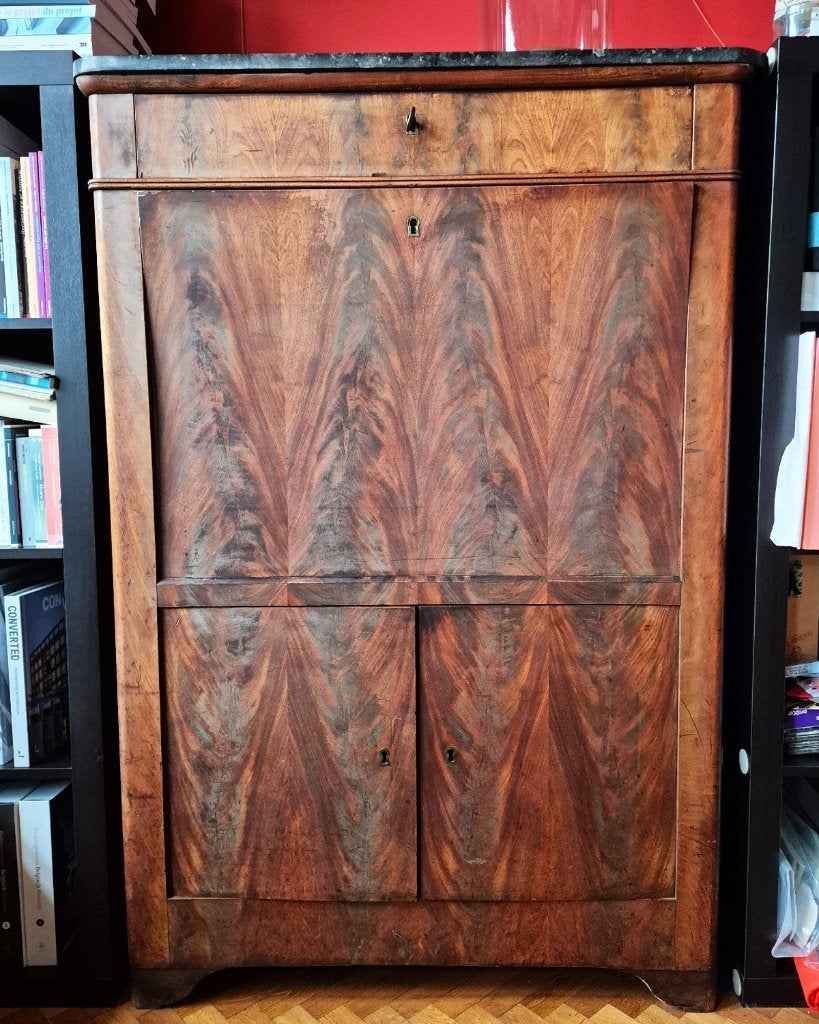 Secretaire (klep-schrijftafel) Louis Philippe - 19de eeuw, Antiek en Kunst, Ophalen