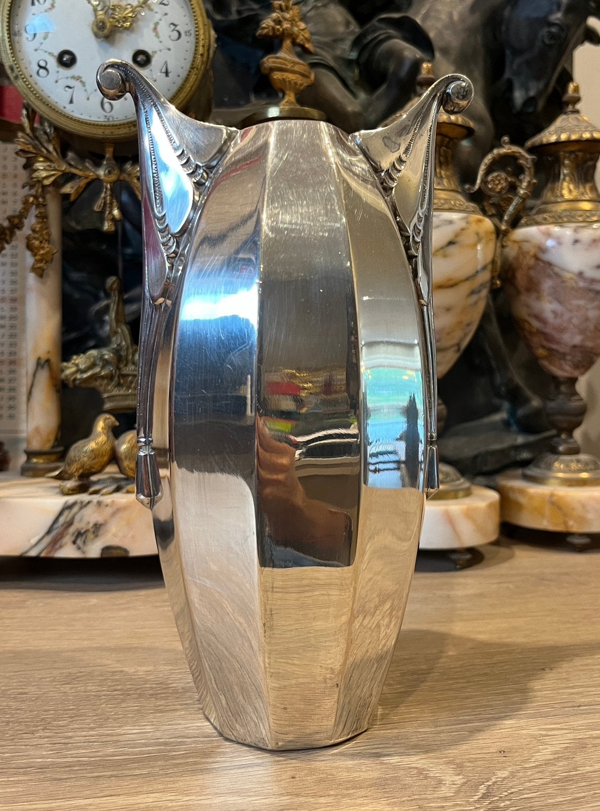 Vase Art Déco en métal argenté, Enlèvement ou Envoi