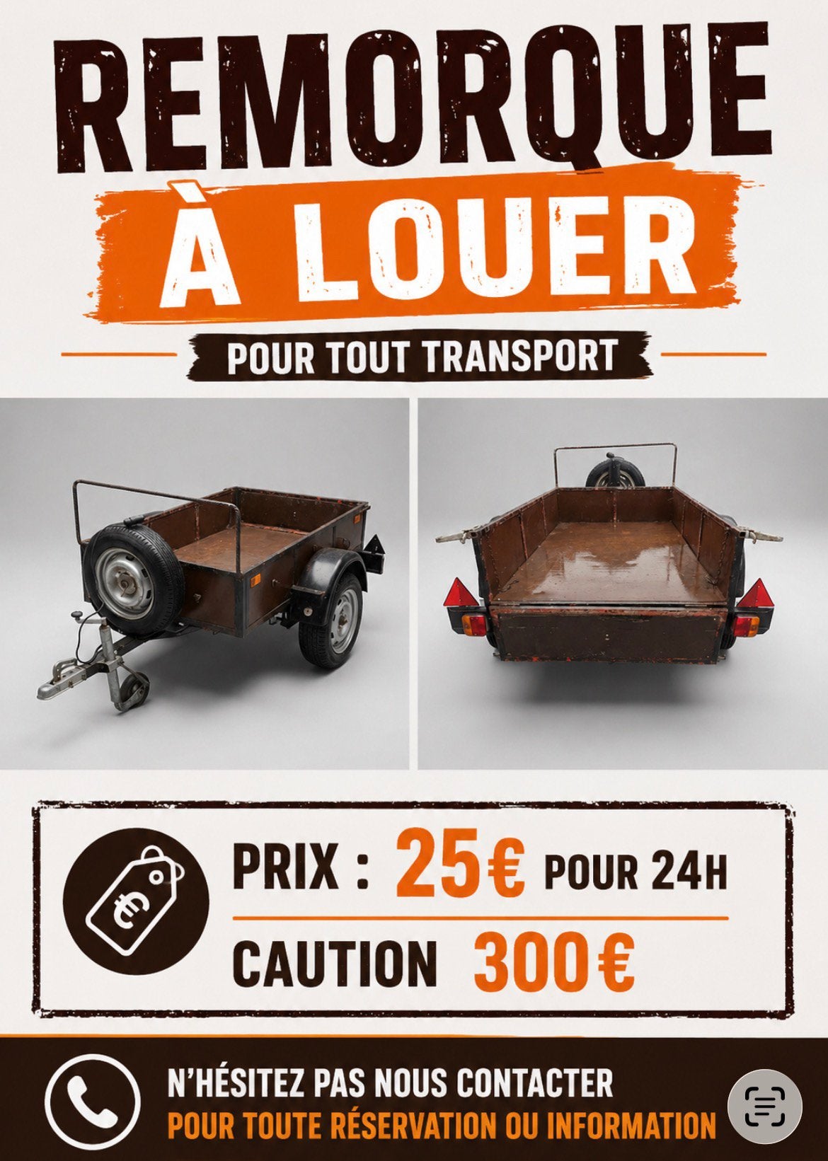 Remorque a louer, Enlèvement, Comme neuf