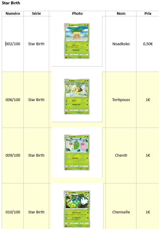 Cartes Pokémon Star Birth (japonaises), Enlèvement, Comme neuf, Plusieurs cartes
