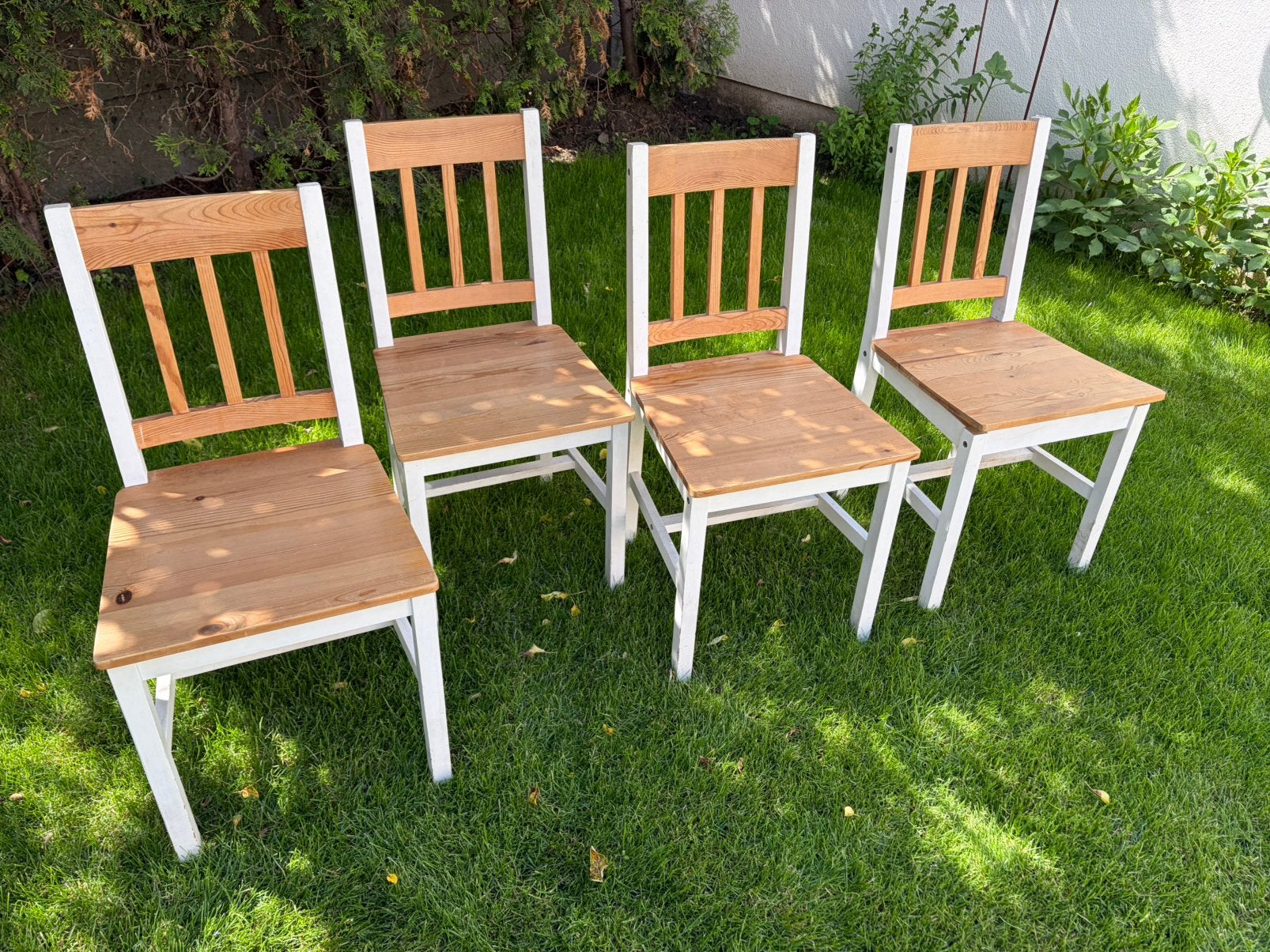 Houten stoelen - set van 4, Huis en Inrichting, Ophalen, Gebruikt, Wit, Bohemian