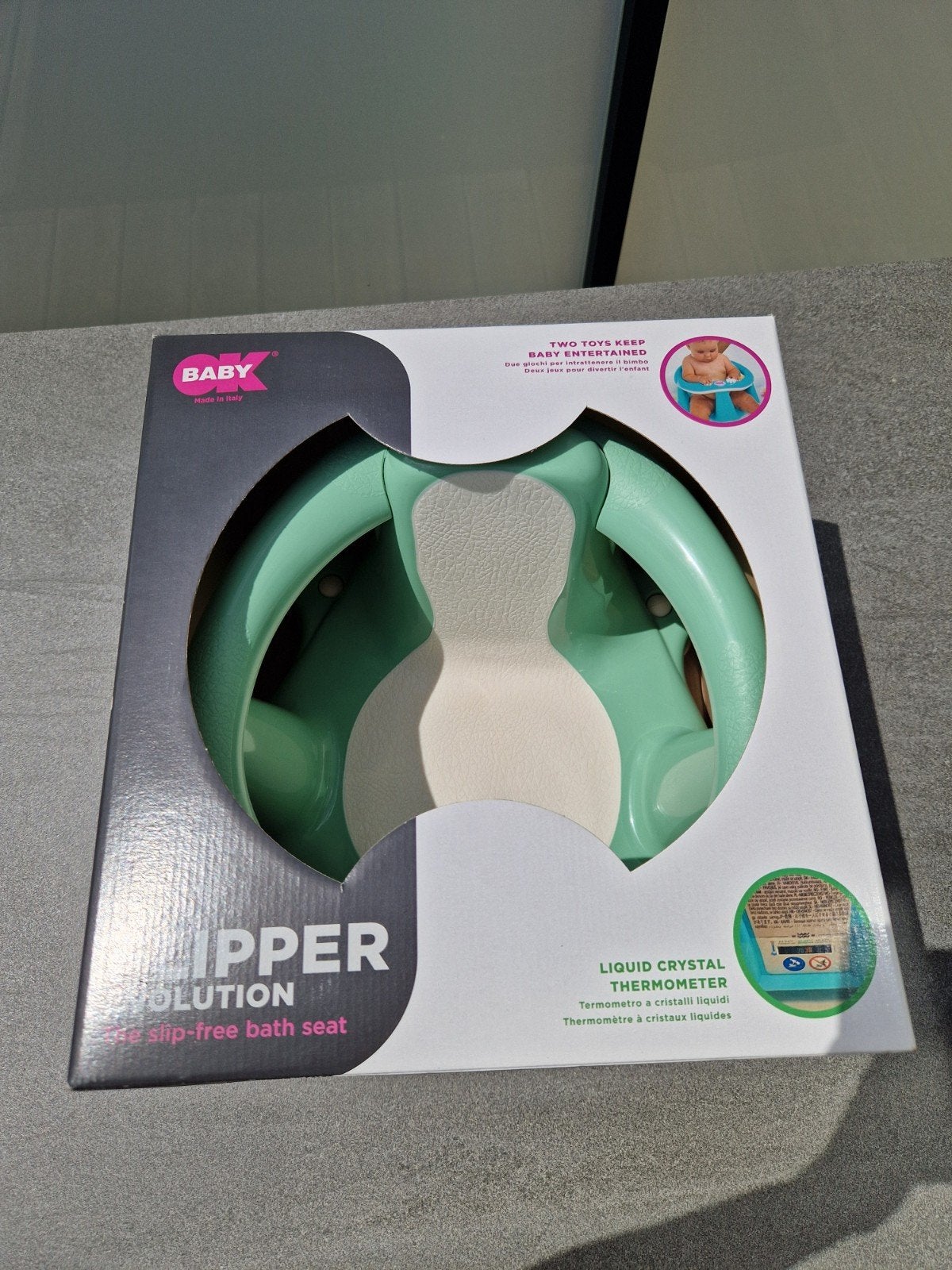 Badzitje Flipper Evolution baby ok mintgroen, Kinderen en Baby's, Ophalen of Verzenden, Zo goed als nieuw, Badzitje of Badring