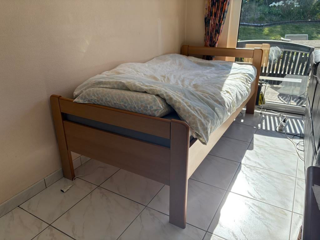 1 persoons bed, Huis en Inrichting, Slaapkamer | Bedden, Ophalen, Eenpersoons, Bruin, 200 cm