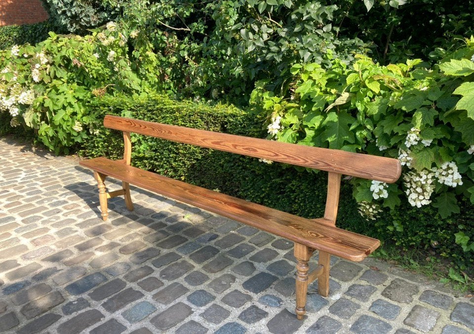 Houten bank ik pitch pine hout., Tuin en Terras, Tuinbanken, Ophalen, Gebruikt, Hout