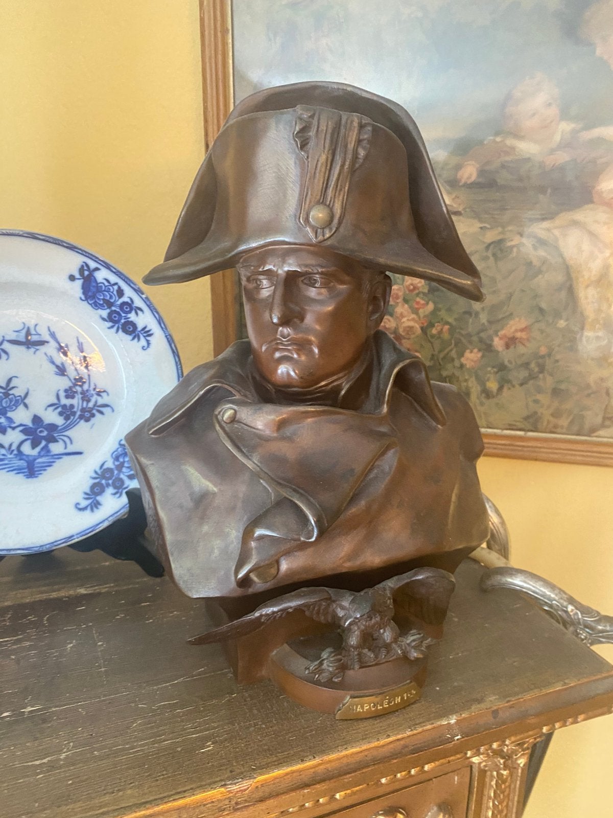 ancien buste en bronze de Napoleon de colombo 1885 signé, Enlèvement, Comme neuf, Signé