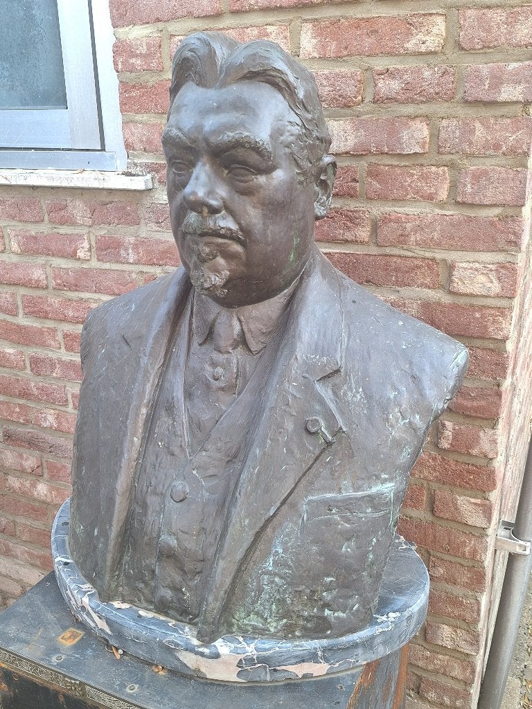 Zware bronzen buste : Geo Vindevogel 1948, Antiquités & Art, Antiquités | Bronze & Cuivre, Bronze, Enlèvement